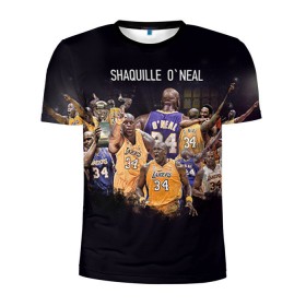 Мужская футболка 3D спортивная с принтом Shaquille O`Neal в Белгороде, 100% полиэстер с улучшенными характеристиками | приталенный силуэт, круглая горловина, широкие плечи, сужается к линии бедра | shaquille oneal | баскетболист | нба | шакил онил