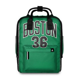 Женский рюкзак 3D с принтом Boston Celtics 36 в Белгороде, 100% полиэстер | лямки с регулируемой длиной, сверху ручки, чтобы рюкзак нести как сумку. Основное отделение закрывается на молнию, как и внешний карман. Внутри два дополнительных кармана, один из которых закрывается на молнию. По бокам два дополнительных кармашка, куда поместится маленькая бутылочка
 | Тематика изображения на принте: 36 | boston celtics | shaquille oneal | бостон | бостон селтикс | нба | селтикс | шакил онил