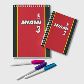 Блокнот с принтом Miami Heat 3 в Белгороде, 100% бумага | 48 листов, плотность листов — 60 г/м2, плотность картонной обложки — 250 г/м2. Листы скреплены удобной пружинной спиралью. Цвет линий — светло-серый
 | Тематика изображения на принте: 3 | dwyane wade | miami heat | nba |  дуэйн уэйд | баскетбол | майами | майами хит | нба