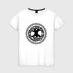 Женская футболка хлопок с принтом Дерево жизни в Белгороде, 100% хлопок | прямой крой, круглый вырез горловины, длина до линии бедер, слегка спущенное плечо | дерево жизни | джен делис | кельты | символы