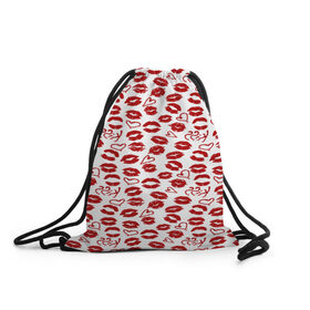 Рюкзак-мешок 3D с принтом KISS в Белгороде, 100% полиэстер | плотность ткани — 200 г/м2, размер — 35 х 45 см; лямки — толстые шнурки, застежка на шнуровке, без карманов и подкладки | Тематика изображения на принте: kiss | влюбленным | губы | поцелуи