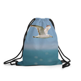 Рюкзак-мешок 3D с принтом Чайка в Белгороде, 100% полиэстер | плотность ткани — 200 г/м2, размер — 35 х 45 см; лямки — толстые шнурки, застежка на шнуровке, без карманов и подкладки | вода | море | пернатые | природа | простор | птица | свобода | солнце | чайка