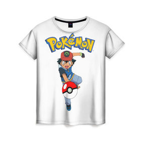 Женская футболка 3D с принтом Pokemon / Ash Ketchum в Белгороде, 100% полиэфир ( синтетическое хлопкоподобное полотно) | прямой крой, круглый вырез горловины, длина до линии бедер | go | pokemon | го | игра | мультфильм | покемон | эш кетчум