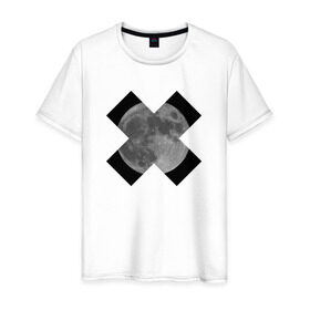 Мужская футболка хлопок с принтом moon в Белгороде, 100% хлопок | прямой крой, круглый вырез горловины, длина до линии бедер, слегка спущенное плечо. | Тематика изображения на принте: cosmos | cross | moon | sky | stars