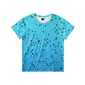Детская футболка 3D с принтом Синий узор в Белгороде, 100% гипоаллергенный полиэфир | прямой крой, круглый вырез горловины, длина до линии бедер, чуть спущенное плечо, ткань немного тянется | Тематика изображения на принте: абстракция | арт | мозайка | рисунок | синий | текстура | узоры