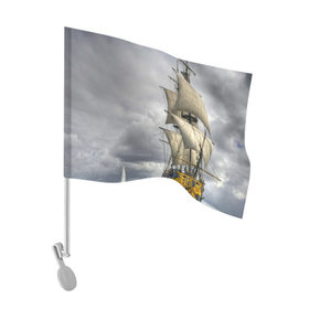 Флаг для автомобиля с принтом Корабль в Белгороде, 100% полиэстер | Размер: 30*21 см | вода | корабль | море | небо | океан | плавание