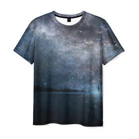 Мужская футболка 3D с принтом Звездное небо в Белгороде, 100% полиэфир | прямой крой, круглый вырез горловины, длина до линии бедер | Тематика изображения на принте: вселенная | галактика | звезды | небо | ночь