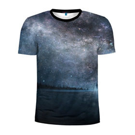 Мужская футболка 3D спортивная с принтом Звездное небо в Белгороде, 100% полиэстер с улучшенными характеристиками | приталенный силуэт, круглая горловина, широкие плечи, сужается к линии бедра | Тематика изображения на принте: вселенная | галактика | звезды | небо | ночь