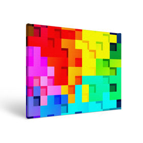 Холст прямоугольный с принтом Pixel-Fon в Белгороде, 100% ПВХ |  | кубики | пиксель | разноцветный | текстура | яркий