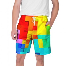 Мужские шорты 3D с принтом Pixel-Fon в Белгороде,  полиэстер 100% | прямой крой, два кармана без застежек по бокам. Мягкая трикотажная резинка на поясе, внутри которой широкие завязки. Длина чуть выше колен | кубики | пиксель | разноцветный | текстура | яркий