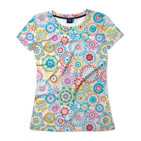 Женская футболка 3D с принтом Нежный узор в Белгороде, 100% полиэфир ( синтетическое хлопкоподобное полотно) | прямой крой, круглый вырез горловины, длина до линии бедер | линии | орнамент | прикольные картинки | узор | цвет | цветы