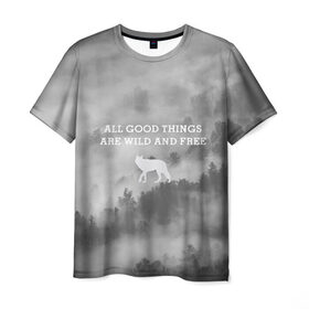 Мужская футболка 3D с принтом лес в Белгороде, 100% полиэфир | прямой крой, круглый вырез горловины, длина до линии бедер | Тематика изображения на принте: горы | лес | море | охота | приключения | природа | рыбалка | свобода | скалы | туман | туризм | экстрим