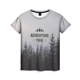 Женская футболка 3D с принтом лес в Белгороде, 100% полиэфир ( синтетическое хлопкоподобное полотно) | прямой крой, круглый вырез горловины, длина до линии бедер | горы | лес | море | охота | приключения | природа | рыбалка | свобода | скалы | туман | туризм | экстрим
