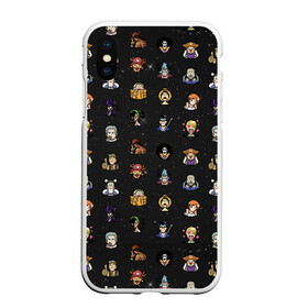 Чехол для iPhone XS Max матовый с принтом One Piece. Pixel art pattern. в Белгороде, Силикон | Область печати: задняя сторона чехла, без боковых панелей | 8 bit | ace | chopper | luffy | one piece | pattern | pixel art | space | zorro