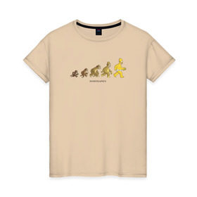 Женская футболка хлопок с принтом Эволюция Гомера в Белгороде, 100% хлопок | прямой крой, круглый вырез горловины, длина до линии бедер, слегка спущенное плечо | homer simpson | the simpsons | гомер | симпсоны | эволюция
