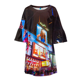 Детское платье 3D с принтом Авеню стрит в Белгороде, 100% полиэстер | прямой силуэт, чуть расширенный к низу. Круглая горловина, на рукавах — воланы | америка | город | европа | китай | красота | новинки | ночь | огонь | пейзаж | свет