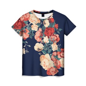 Женская футболка 3D с принтом Fashion flowers в Белгороде, 100% полиэфир ( синтетическое хлопкоподобное полотно) | прямой крой, круглый вырез горловины, длина до линии бедер | fashion | flower | мода | фэшн | цветы