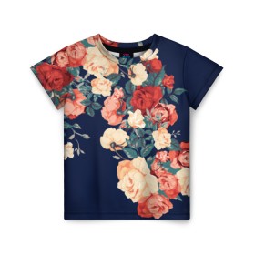 Детская футболка 3D с принтом Fashion flowers в Белгороде, 100% гипоаллергенный полиэфир | прямой крой, круглый вырез горловины, длина до линии бедер, чуть спущенное плечо, ткань немного тянется | fashion | flower | мода | фэшн | цветы
