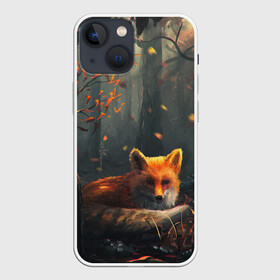 Чехол для iPhone 13 mini с принтом Лиса в Белгороде,  |  | autum | forest | fox | лес | лиса | осень