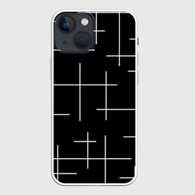 Чехол для iPhone 13 mini с принтом Geometric (2) в Белгороде,  |  | geometric | белый | геометрик | линии | текстура | чёрный