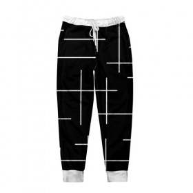 Мужские брюки 3D с принтом Geometric (2) в Белгороде, 100% полиэстер | манжеты по низу, эластичный пояс регулируется шнурком, по бокам два кармана без застежек, внутренняя часть кармана из мелкой сетки | geometric | белый | геометрик | линии | текстура | чёрный