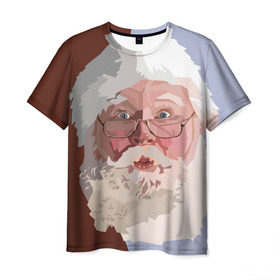 Мужская футболка 3D с принтом Санта Клаус в стиле WPAP в Белгороде, 100% полиэфир | прямой крой, круглый вырез горловины, длина до линии бедер | Тематика изображения на принте: веселье | дед мороз | новый год | праздник | санта