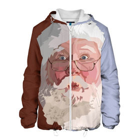 Мужская куртка 3D с принтом Санта Клаус в стиле WPAP в Белгороде, ткань верха — 100% полиэстер, подклад — флис | прямой крой, подол и капюшон оформлены резинкой с фиксаторами, два кармана без застежек по бокам, один большой потайной карман на груди. Карман на груди застегивается на липучку | веселье | дед мороз | новый год | праздник | санта