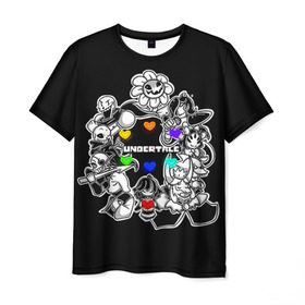 Мужская футболка 3D с принтом Undertale 2 в Белгороде, 100% полиэфир | прямой крой, круглый вырез горловины, длина до линии бедер | альфис | андайн | андертейл | асгор | дримурр | меттатон | папирус | подземелье | санс | ториэль | флауи | фриск