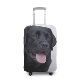 Чехол для чемодана 3D с принтом Черный лабрадор в Белгороде, 86% полиэфир, 14% спандекс | двустороннее нанесение принта, прорези для ручек и колес | большая | золотистый | лабрадор | лабрадоры | палевый | песик | ретривер | собака | собаки