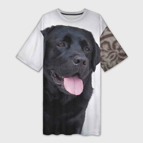 Платье-футболка 3D с принтом Черный лабрадор в Белгороде,  |  | Тематика изображения на принте: большая | золотистый | лабрадор | лабрадоры | палевый | песик | ретривер | собака | собаки