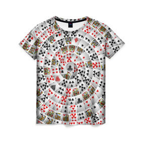 Женская футболка 3D с принтом Игральные карты 3 в Белгороде, 100% полиэфир ( синтетическое хлопкоподобное полотно) | прямой крой, круглый вырез горловины, длина до линии бедер | карты | настольные игры | пасьянс | покер