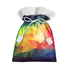 Подарочный 3D мешок с принтом Радужный LOY POLY в Белгороде, 100% полиэстер | Размер: 29*39 см | радуга | треугольники | цвет | ярко