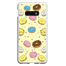 Чехол для Samsung S10E с принтом Сладкие пончики в Белгороде, Силикон | Область печати: задняя сторона чехла, без боковых панелей | булочки | гомер симпсон | еда | пончики | сладости