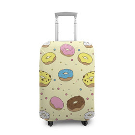 Чехол для чемодана 3D с принтом Сладкие пончики в Белгороде, 86% полиэфир, 14% спандекс | двустороннее нанесение принта, прорези для ручек и колес | булочки | гомер симпсон | еда | пончики | сладости