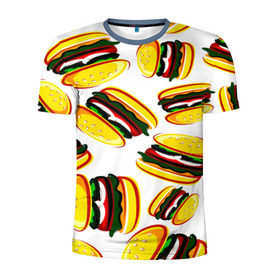Мужская футболка 3D спортивная с принтом Гамбургер в Белгороде, 100% полиэстер с улучшенными характеристиками | приталенный силуэт, круглая горловина, широкие плечи, сужается к линии бедра | fast food | фастфуд