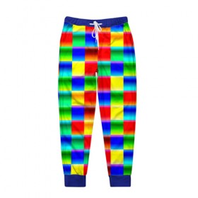 Мужские брюки 3D с принтом Кубики в Белгороде, 100% полиэстер | манжеты по низу, эластичный пояс регулируется шнурком, по бокам два кармана без застежек, внутренняя часть кармана из мелкой сетки | абстракция | кубики | пиксели | плитка | разноцветный | яркий