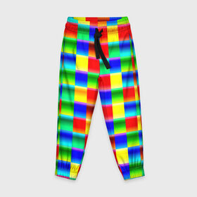 Детские брюки 3D с принтом Кубики в Белгороде, 100% полиэстер | манжеты по низу, эластичный пояс регулируется шнурком, по бокам два кармана без застежек, внутренняя часть кармана из мелкой сетки | абстракция | кубики | пиксели | плитка | разноцветный | яркий