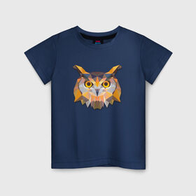Детская футболка хлопок с принтом Полигональная сова в Белгороде, 100% хлопок | круглый вырез горловины, полуприлегающий силуэт, длина до линии бедер | геометрический рисунок | голова | сова