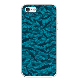 Чехол для iPhone 5/5S матовый с принтом Акулы в Белгороде, Силикон | Область печати: задняя сторона чехла, без боковых панелей | Тематика изображения на принте: камуфляж | море | океан | рыба | рыбак | рыбалка