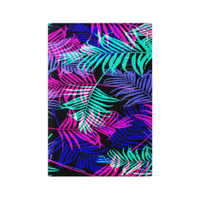 Обложка для паспорта матовая кожа с принтом Hawaii ? в Белгороде, натуральная матовая кожа | размер 19,3 х 13,7 см; прозрачные пластиковые крепления | листья | паттерн | разноцветный | тропики | яркий
