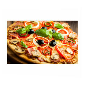 Бумага для упаковки 3D с принтом Пицца в Белгороде, пластик и полированная сталь | круглая форма, металлическое крепление в виде кольца | базилик | еда | зелень | маслины | оливки | пицца | помидоры