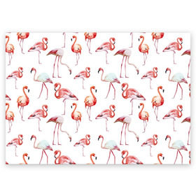 Поздравительная открытка с принтом Узор из фламинго в Белгороде, 100% бумага | плотность бумаги 280 г/м2, матовая, на обратной стороне линовка и место для марки
 | Тематика изображения на принте: животные | мозаика | птицы | узор | фауна | фламинго