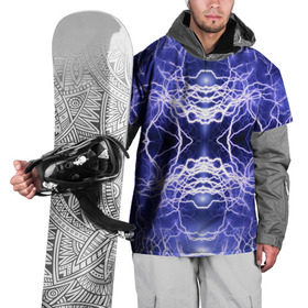 Накидка на куртку 3D с принтом Static Electricity в Белгороде, 100% полиэстер |  | static electricity | белый | молнии | разряд | синий | статическое электричество | фиолетовый | чёрный