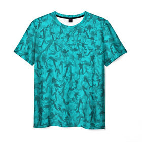 Мужская футболка 3D с принтом Аквалангисты и русалки в Белгороде, 100% полиэфир | прямой крой, круглый вырез горловины, длина до линии бедер | вода | море | океан | охота | рыба | рыбак | рыбалка