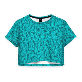 Женская футболка 3D укороченная с принтом Аквалангисты и русалки в Белгороде, 100% полиэстер | круглая горловина, длина футболки до линии талии, рукава с отворотами | вода | море | океан | охота | рыба | рыбак | рыбалка