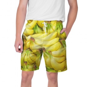 Мужские шорты 3D с принтом бананы в Белгороде,  полиэстер 100% | прямой крой, два кармана без застежек по бокам. Мягкая трикотажная резинка на поясе, внутри которой широкие завязки. Длина чуть выше колен | 