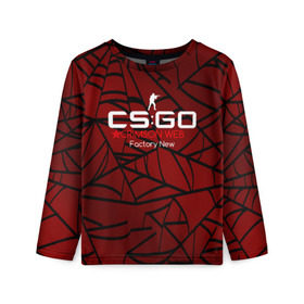 Детский лонгслив 3D с принтом cs:go - Crimson Web Style Factory New (Кровавая паутина | Прям с завода) в Белгороде, 100% полиэстер | длинные рукава, круглый вырез горловины, полуприлегающий силуэт
 | Тематика изображения на принте: blood | crimson | cs | csgo | web | го | кровь | кс | паутина