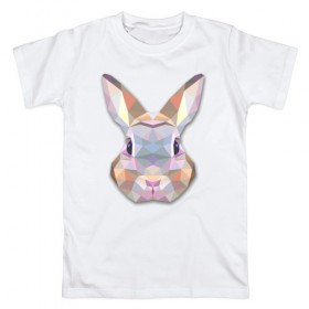 Мужская футболка хлопок с принтом Полигональный кролик в Белгороде, 100% хлопок | прямой крой, круглый вырез горловины, длина до линии бедер, слегка спущенное плечо. | геометрический рисунок | голова | животные | кролик | фауна