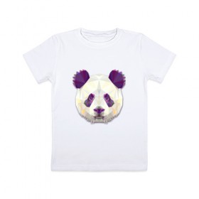 Детская футболка хлопок с принтом Полигональная панда в Белгороде, 100% хлопок | круглый вырез горловины, полуприлегающий силуэт, длина до линии бедер | геометрический рисунок | голова | животные | панда | фауна