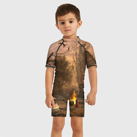 Детский купальный костюм 3D с принтом Stalker в Белгороде, Полиэстер 85%, Спандекс 15% | застежка на молнии на спине | сталкер